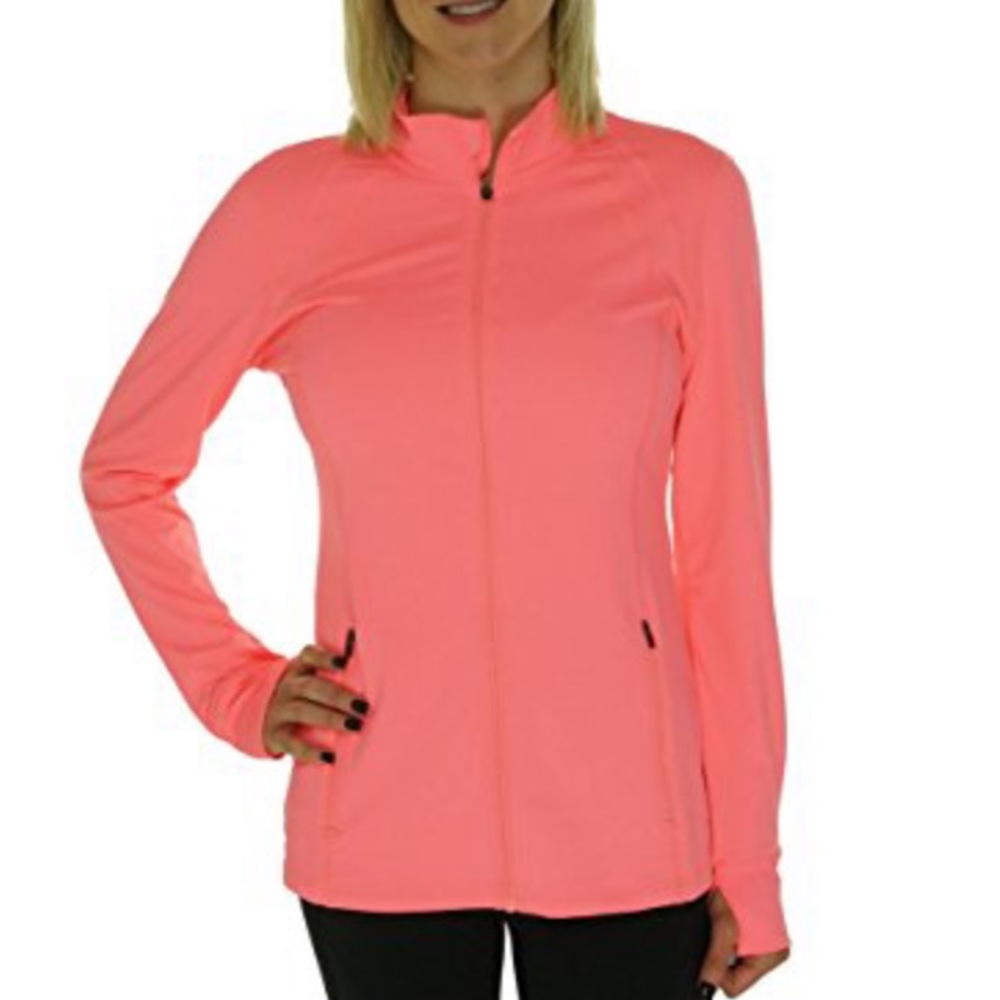 Ideology Women Fitted Active Zip Jacket Neon Punch